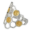 Gold Plated Silver Honeycomb Adjustable Ring