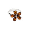 Cognac Amber "Flower" Adjustable Ring
