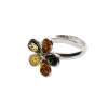 Multi-Color Amber Adjustable Flower Ring (R-MT-2050-A)
