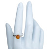 Cognac Amber Flower Design Sterling Silver Ring