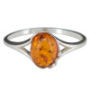 Cognac Amber Flower Design Sterling Silver Ring