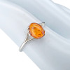 Cognac Amber Flower Design Sterling Silver Ring