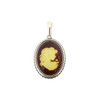 Cameo Amber Sterling Silver Lady Pendant