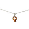 Cognac Amber Sterling Silver Cross Pendant