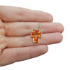 Cognac Amber Sterling Silver Cross Pendant