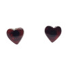 Heart Cherry Amber Silver Stud Earrings