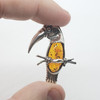 Cognac Amber .925 Silver Toucan Pin/Brooch