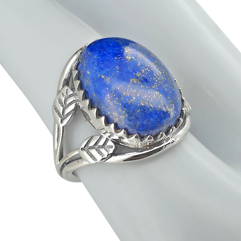 Lapis Sterling Silver Leaf Design Ring