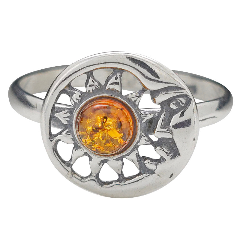 Amber Silver Moon/Sun Ring - Amberman