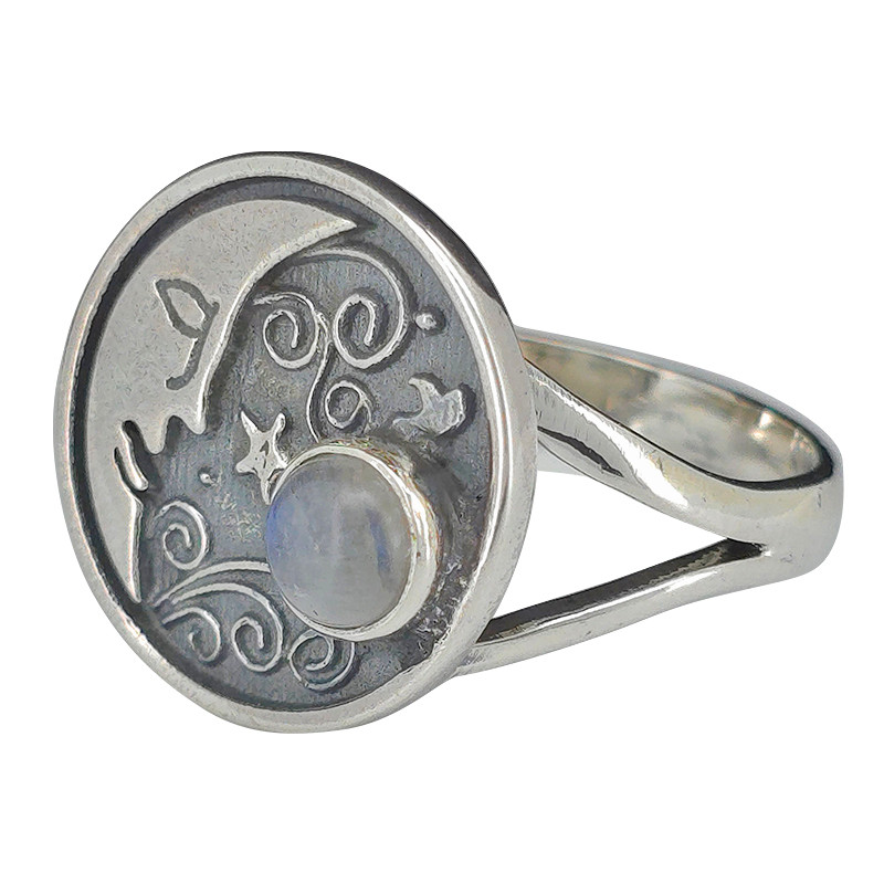 Silver Moon Rings Moonstone Sterling Silver Moon Ring - Amberman