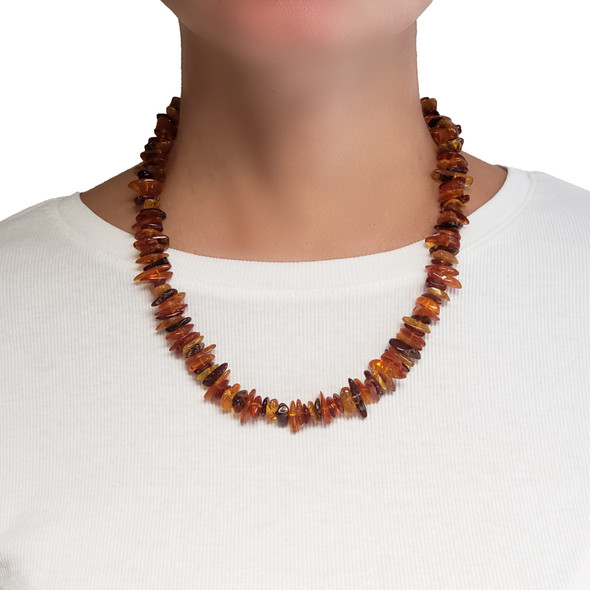 Multicolor Amber Chip Necklace 20"