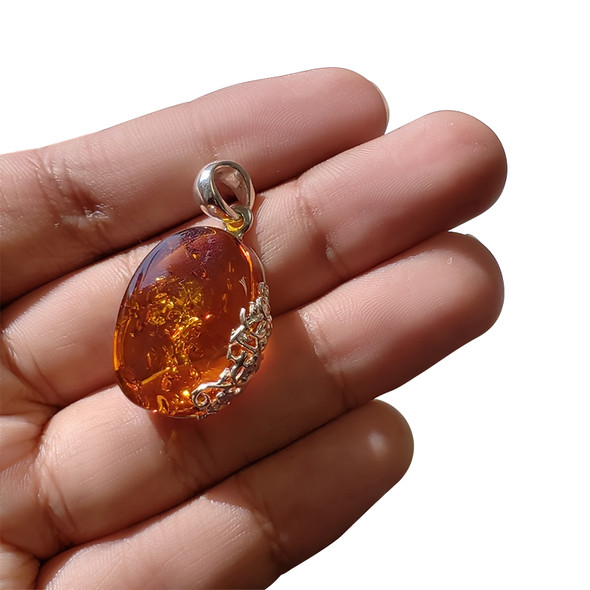 Baltic Amber Sterling Silver Handmade Pendant (4303)