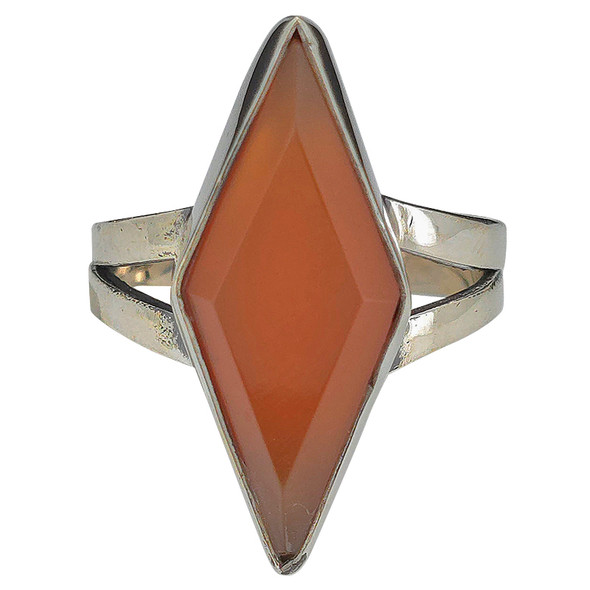Faceted Red Onyx Sterling Silver Ring(2272)