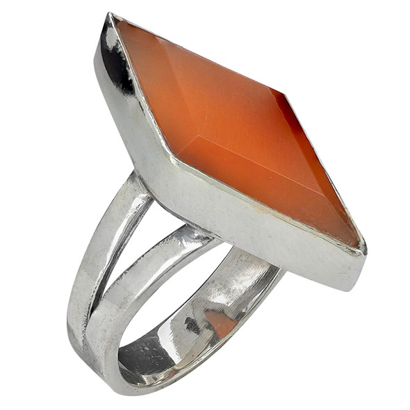 Faceted Red Onyx Sterling Silver Ring(2272)