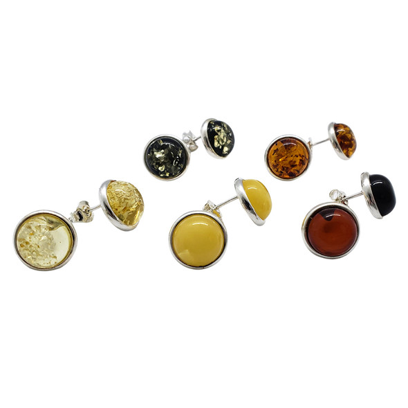 Citrine Amber Sterling Silver Stud Earrings