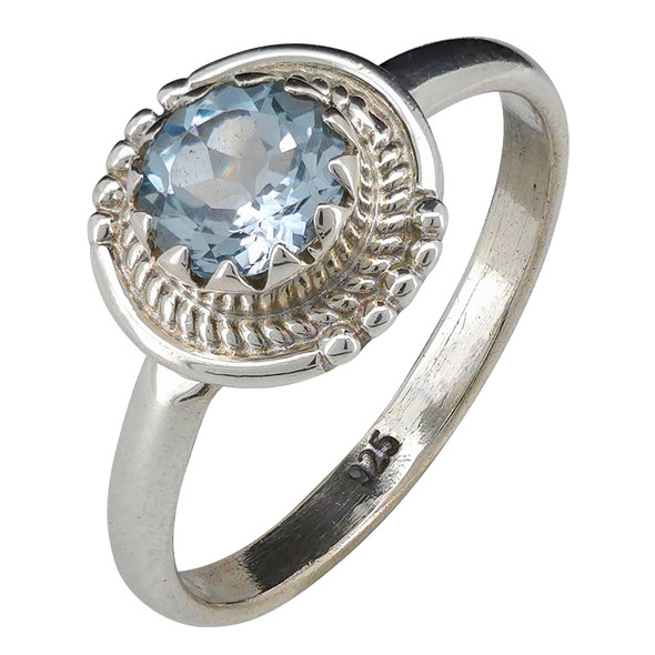 Faceted Blue Topaz Sterling Silver Ring
