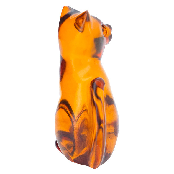 Cognac Amber Mini Cat Carving