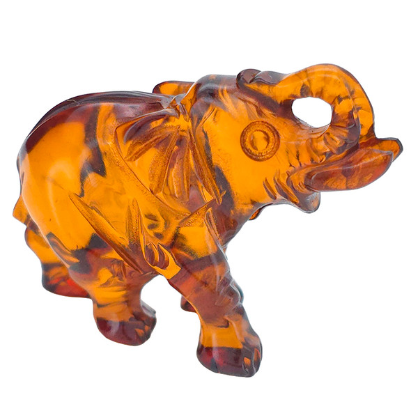 Cognac Amber Mini Elephant Carving