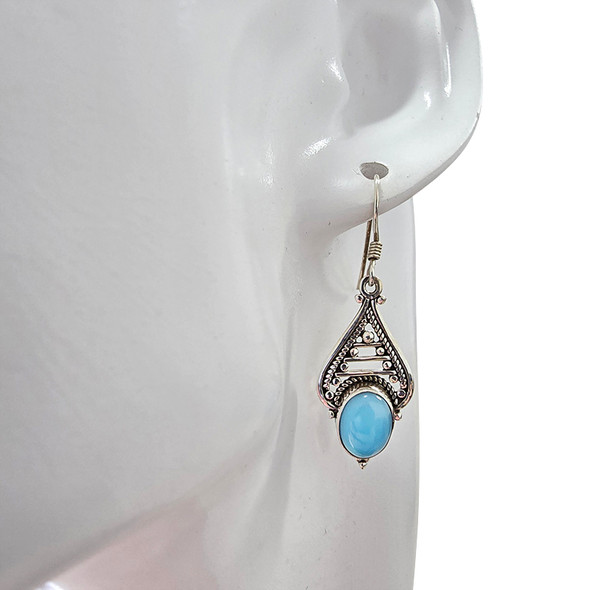 Blue Chalcedony Sterling Silver Dangle Earrings