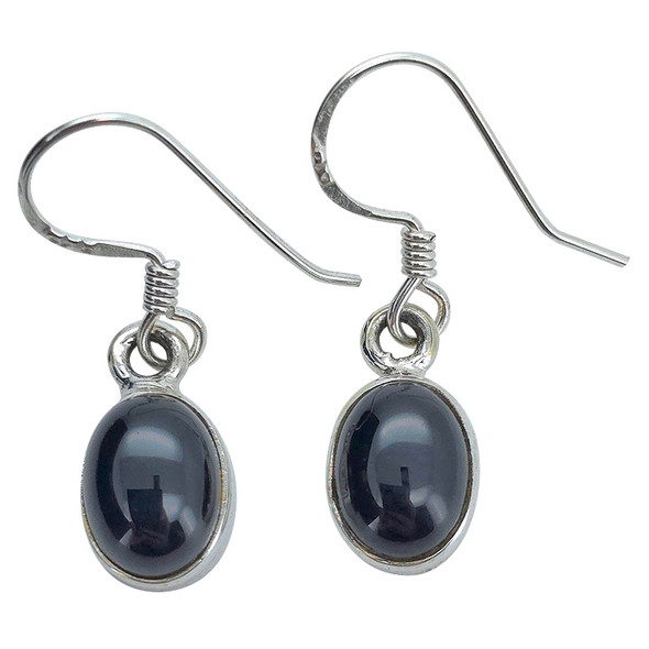 Black Onyx Sterling Silver Earrings on Hooks