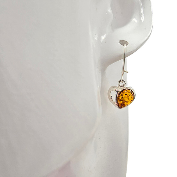 Heart Lock Baltic Amber Sterling Silver Earrings
