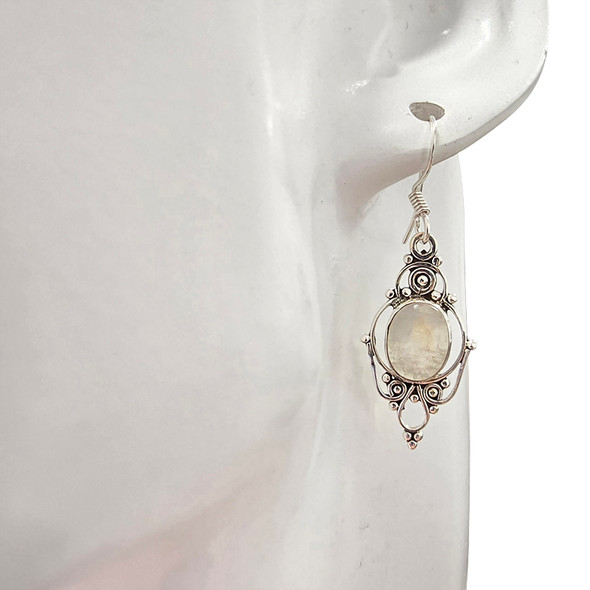 Moonstone Sterling Silver Earrings on Hooks