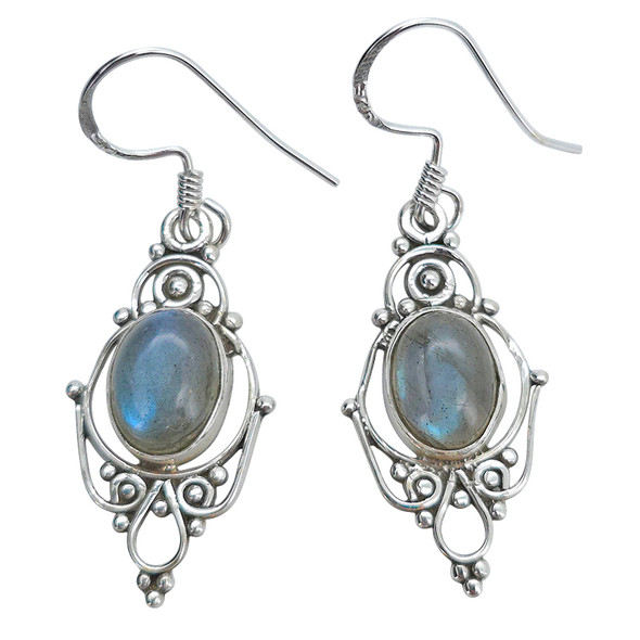 Labradorite Sterling Silver Earrings on Hooks