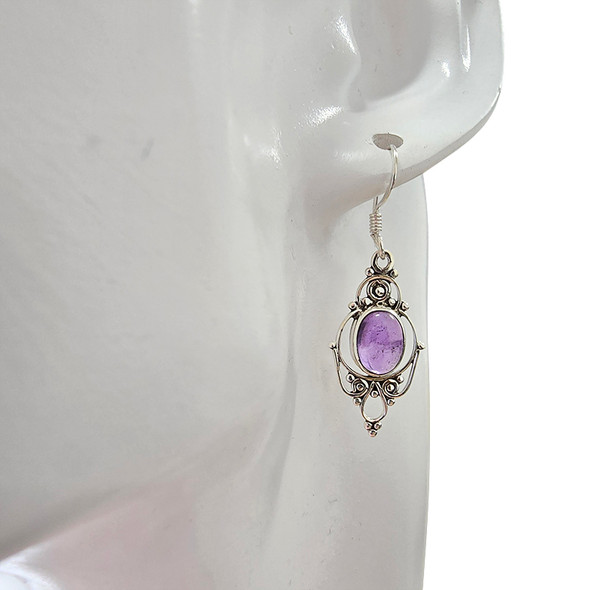 Amethyst Sterling Silver Earrings on Hooks