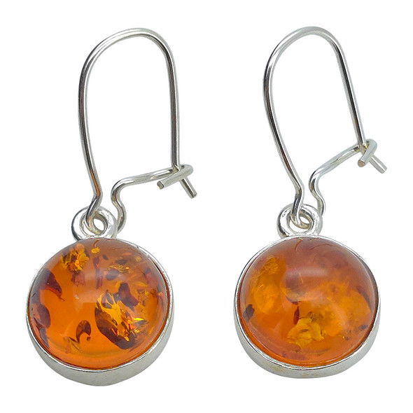 Cognac Amber Sterling Silver Earrings on Hooks