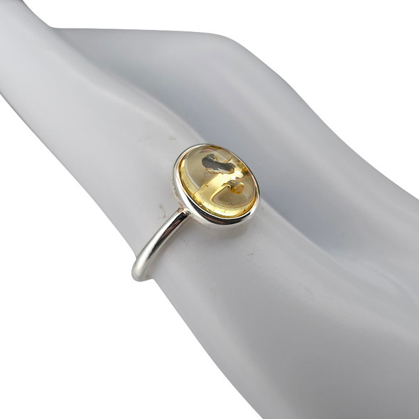 Citrine Amber Sterling Silver Adjustable Ring