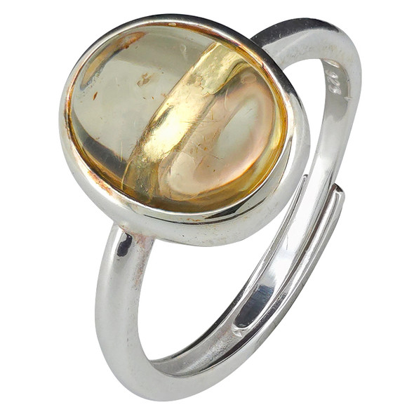 Citrine Amber Sterling Silver Adjustable Ring