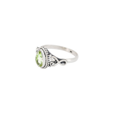 Faceted Peridot in Sterling Silver Ring