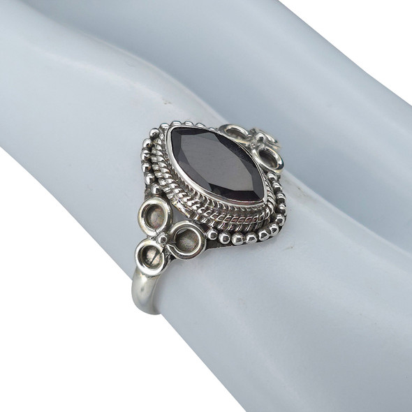 Faceted Black Onyx Sterling Silver Ring