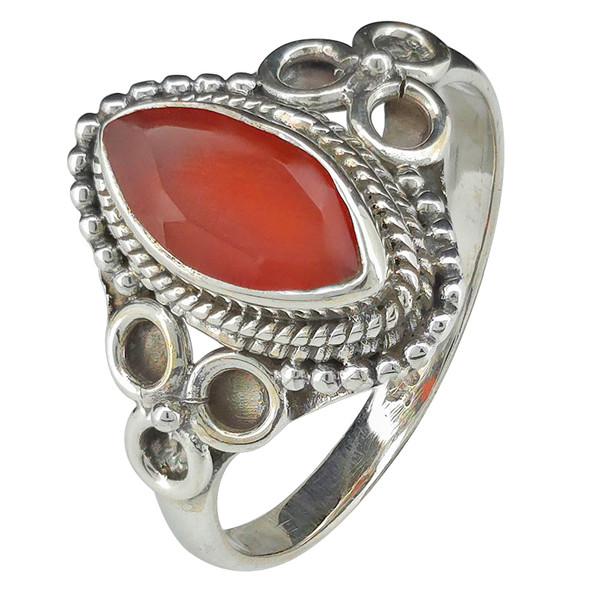 Faceted Red Onyx Sterling Silver Ring