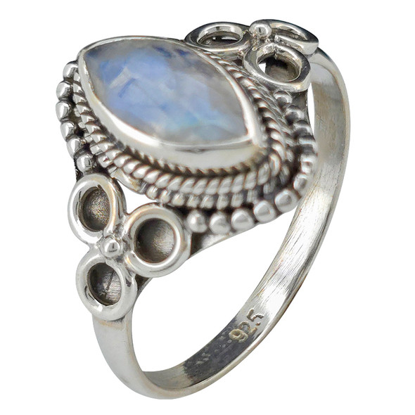 Faceted Moonstone Sterling Silver Ring