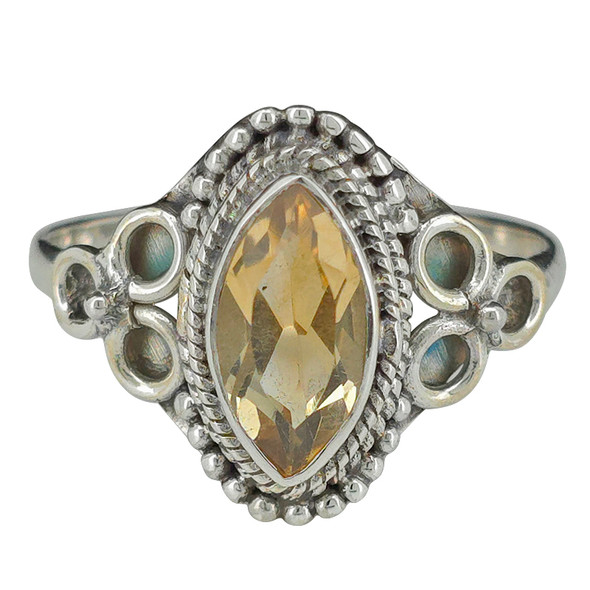 Faceted Citrine Sterling Silver Ring