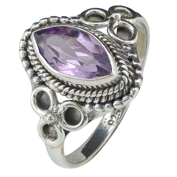 Faceted Amethyst Sterling Silver Ring