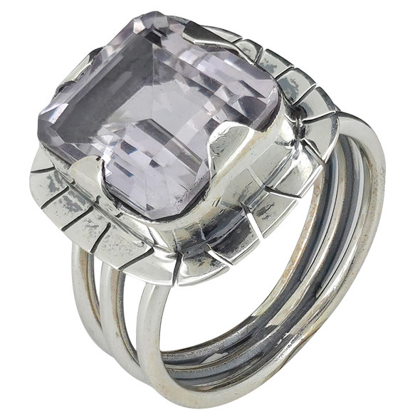 Faceted Amethyst Sterling Silver Ring