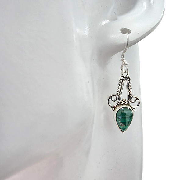 Malachite Sterling Silver Hook Earrings