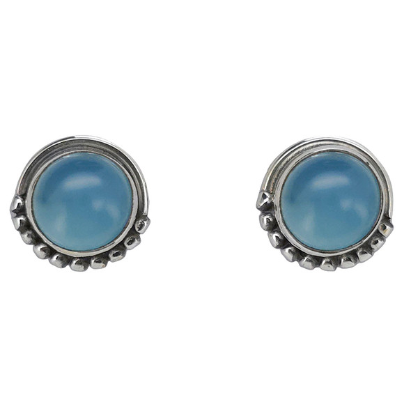 Blue Chalcedony Sterling Silver Stud Earrings