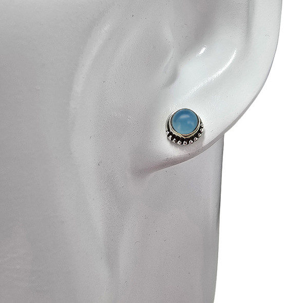 Blue Chalcedony Sterling Silver Stud Earrings