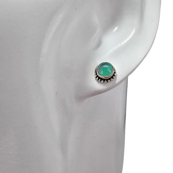Green Onyx Sterling Silver Stud Earrings