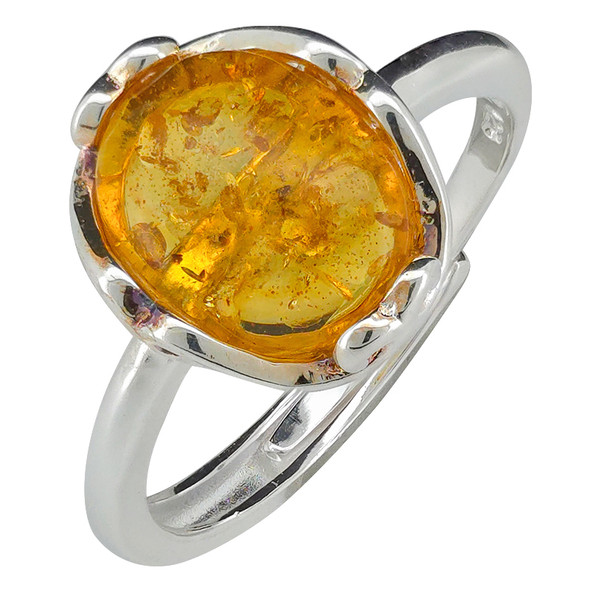 Citrine Amber Sterling Silver Adjustable Ring
