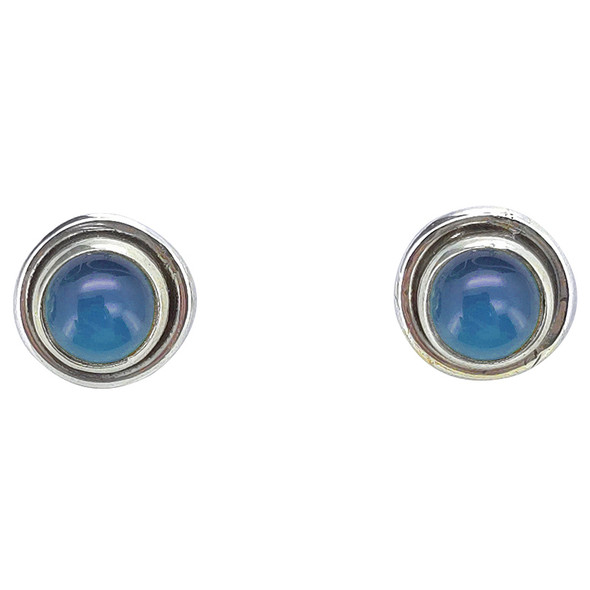 Blue Chalcedony Sterling Silver Stud Earrings