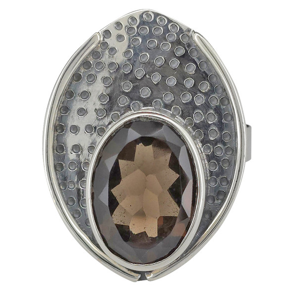 Faceted Smoky Quartz Sterling Silver Ring