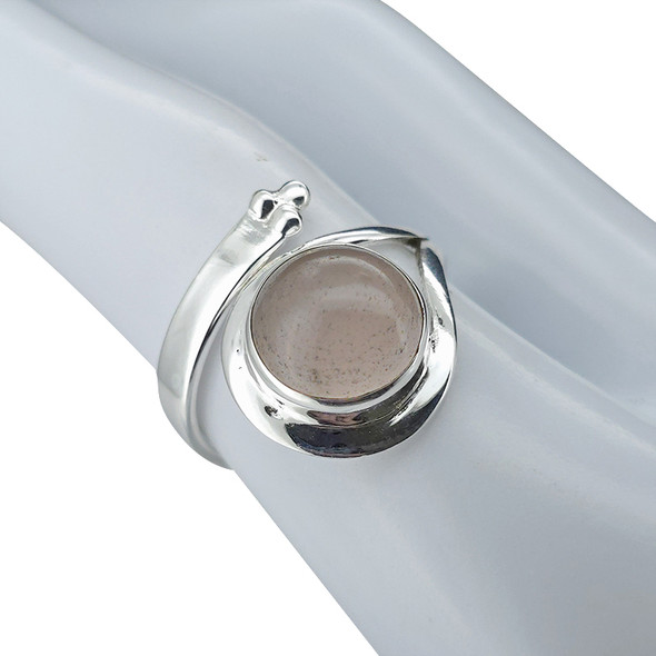 Rose Quartz Sterling Silver Adjustable Ring