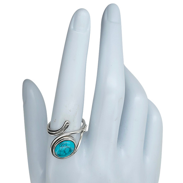 Howlite Sterling Silver Adjustable Ring