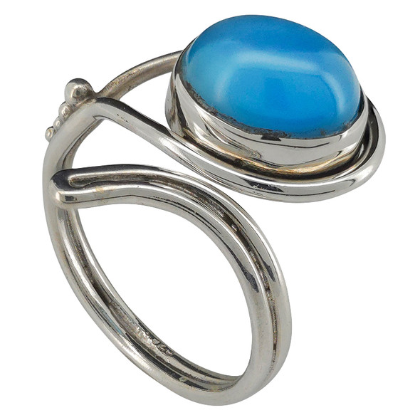 Blue Chalcedony Sterling Silver Adjustable Ring