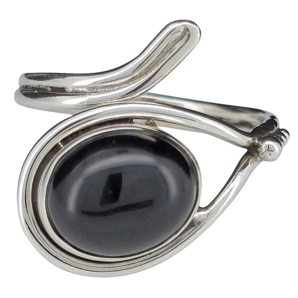 Black Onyx Sterling Silver Adjustable Ring