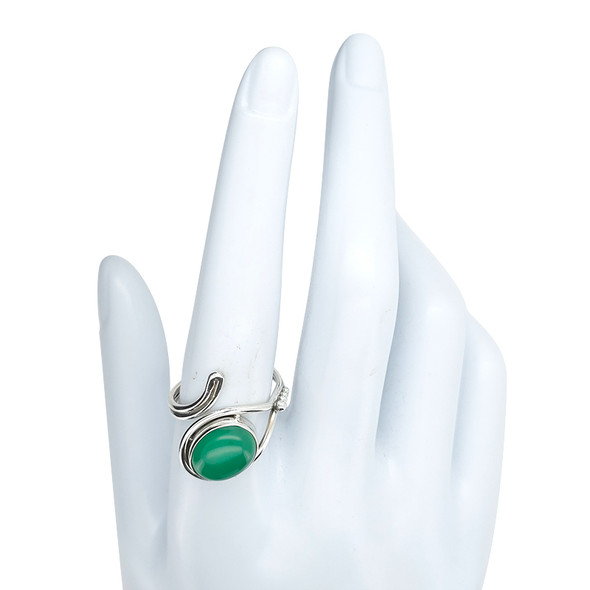 Green Onyx Sterling Silver Adjustable Ring